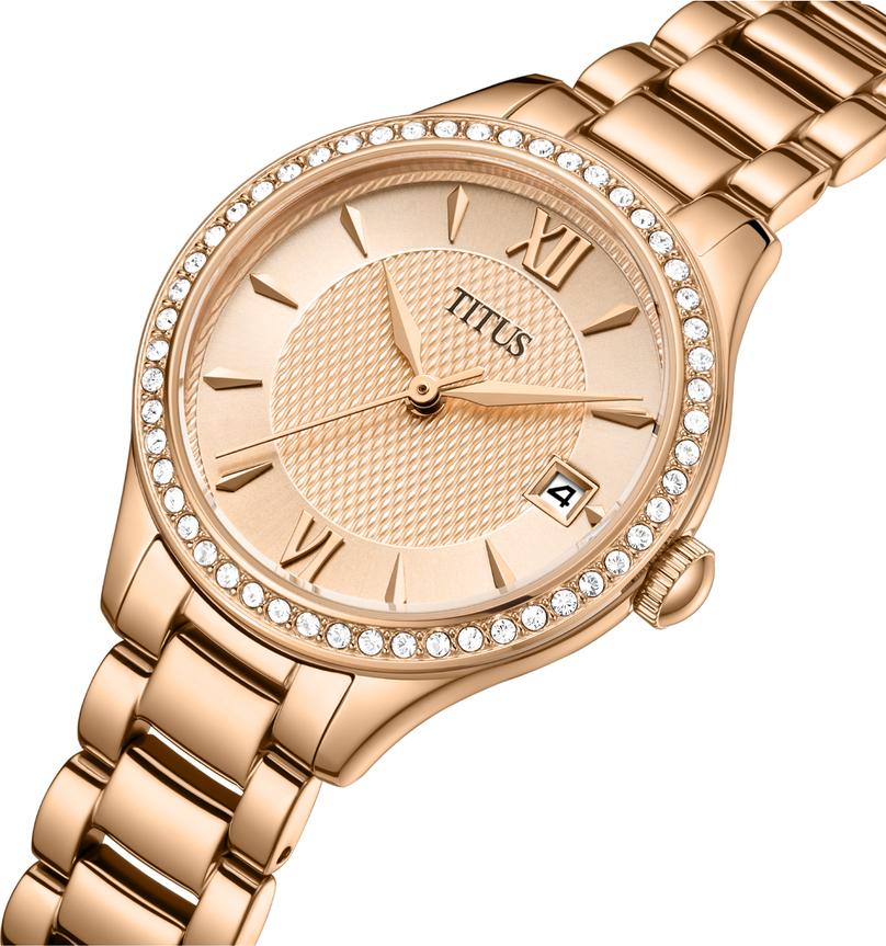 Slim Rose Gold Stainless Steel Case of Solvil et Titus Fair Lady Watch