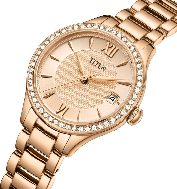 Slim Rose Gold Stainless Steel Case of Solvil et Titus Fair Lady Watch
