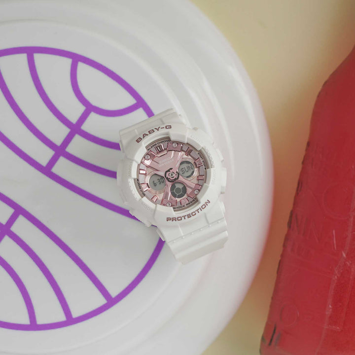 CASIO BABY-G BA-130-7A1DR ANALOG-DIGITAL WHITE PINK WATCH