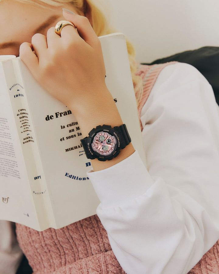 CASIO BABY-G BA-130-1A4DR ANALOG-DIGITAL BLACK PINK WOMEN WATCH