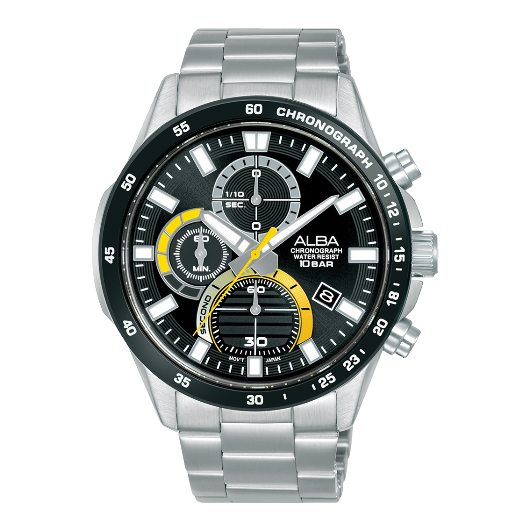 ALBA AM3963X Black Yellow Chronograph Men's Watch | City Chain