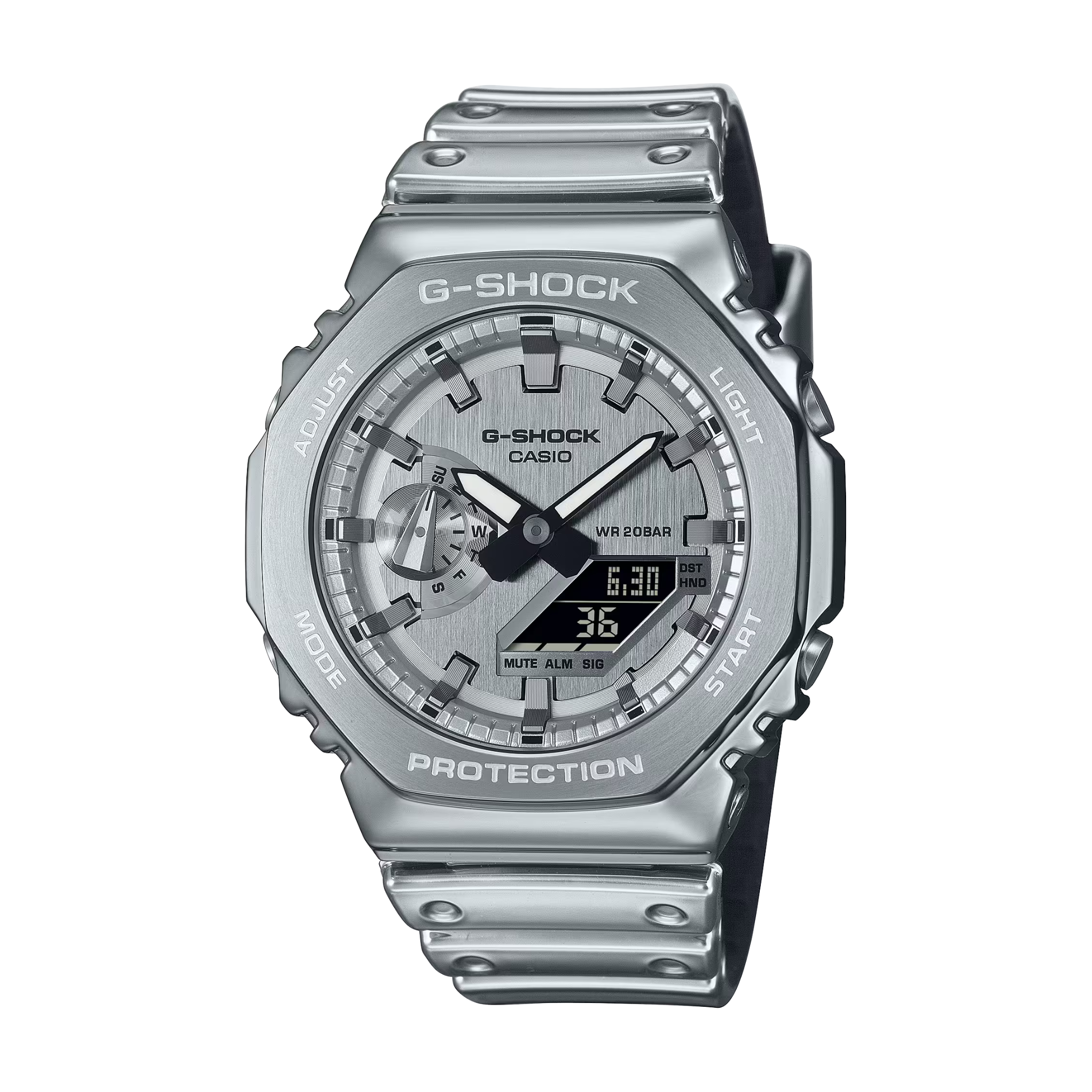 CASIO G-SHOCK GA2100デジタル腕時計シルバー Casio G-Shock G-Steel GM-2100YM-8ADR Fine Metallic Silver Watch