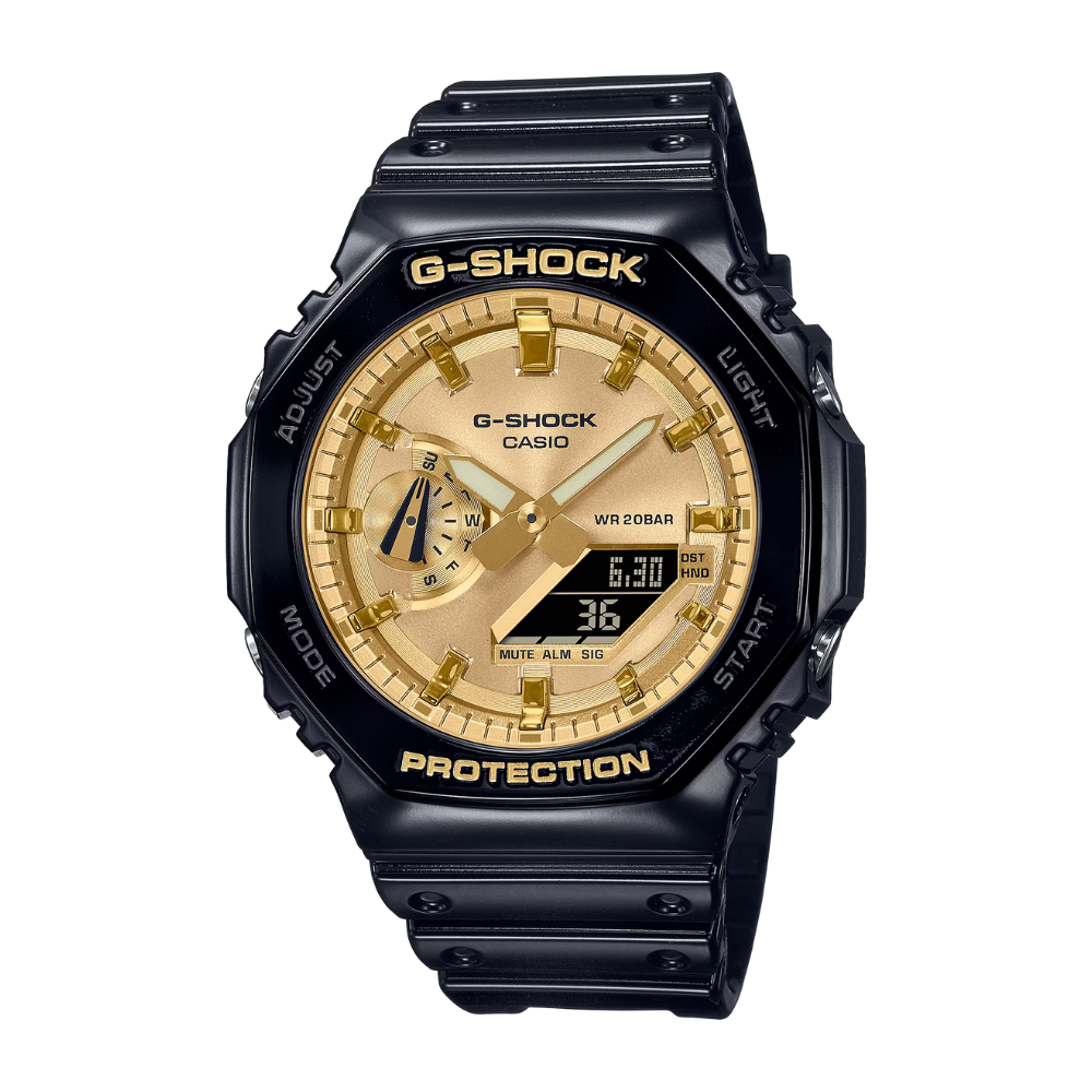 G shock black and gold best sale digital