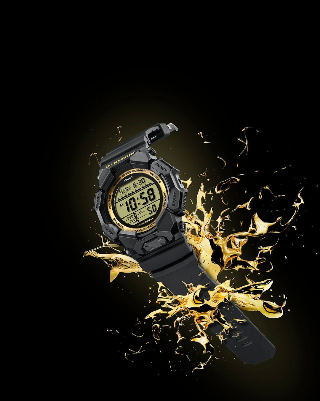 CASIO G-SHOCK GD-010GB-1A9DR STANDARD DIGITAL BLACK WATCH