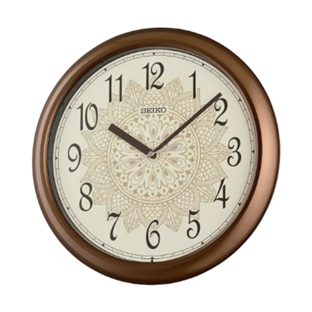 インテリア時計 Vintage SEIKO Marble Clock QZ341W (1984) Seiko QHA018B Bronze Wall Clock | Mandala Dial & Quiet Sweep