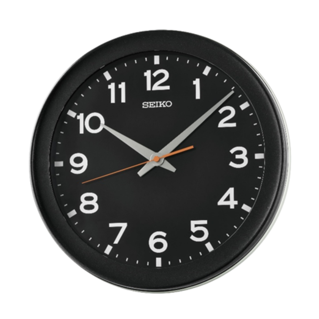 SEIKO westminster Wellington 掛時計 黒 Seiko QXA835K Black Wall Clock | Orange Second Hand & Quiet Sweep