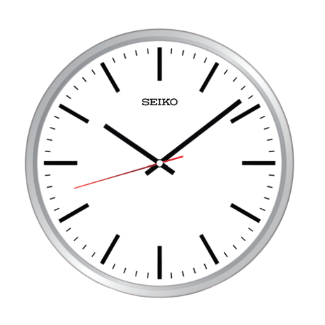 Seiko QXA861A Silver Aluminium Wall Clock | Index Dial & Quiet