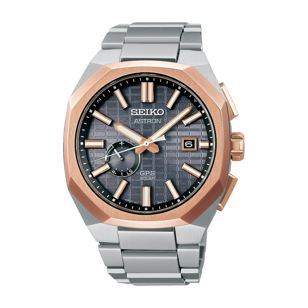 SEIKO ASTRON SSJ014J1 'ROSE GOLD' CRYSTAL BOX GPS SOLAR MEN WATCH