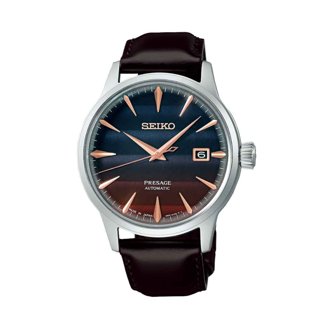 seiko presage open heart brown