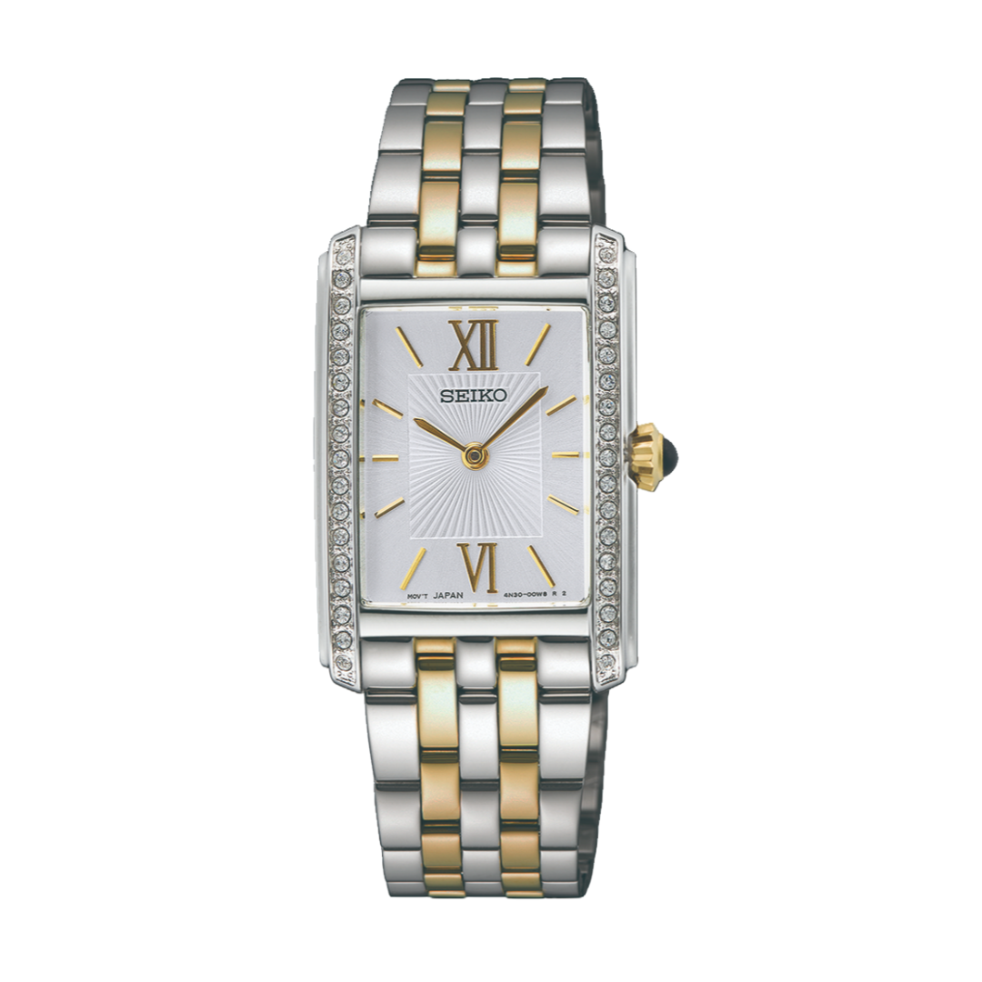 Seiko SWR093P1 Conceptual Quartz Analogue Women Watch with stainless steel case and silver dial.