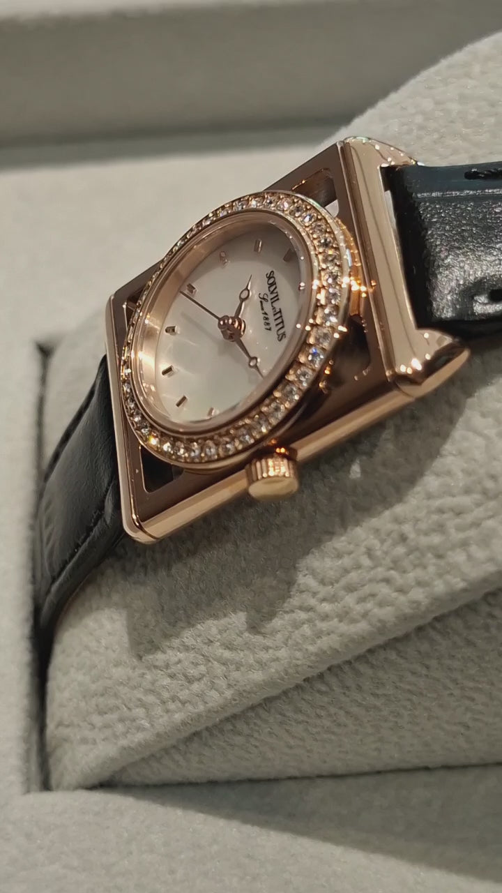 SOLVIL ET TITUS THE LETTER W06-03344-002 3 HANDS QUARTZ LEATHER WOMEN WATCH