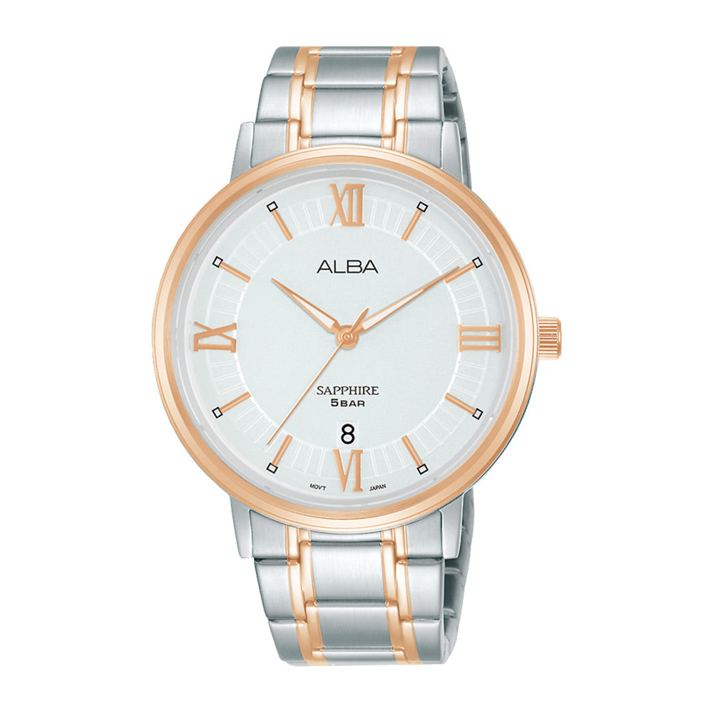 ALBA AS9L22X PRESTIGE QUARTZ 3 HANDS DATE MEN WATCH CITY CHAIN