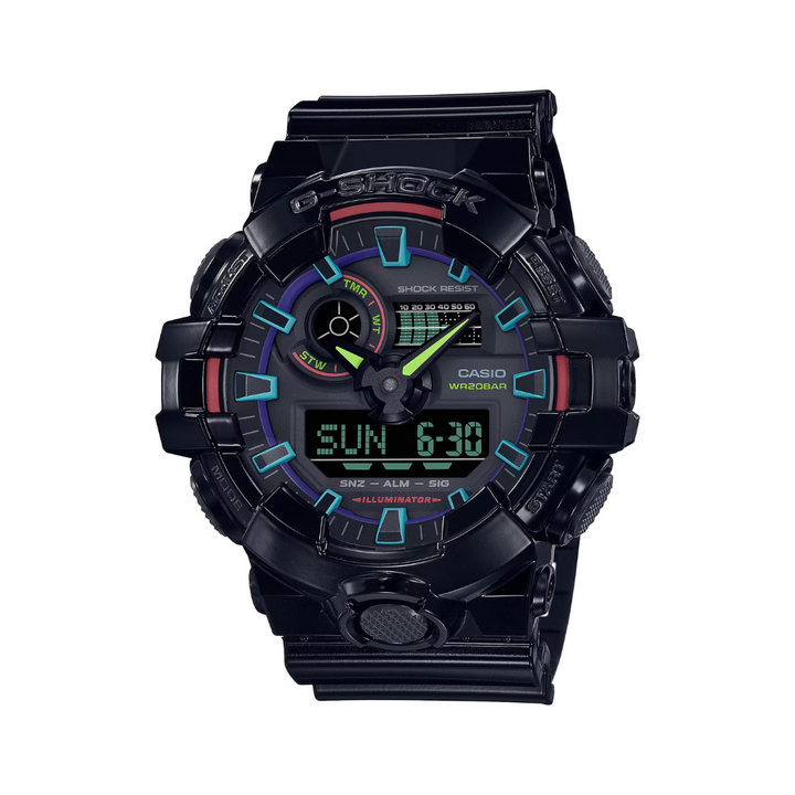 CASIO G-SHOCK GA-700RGB-1ADR VIRTUAL RAINBOW ANALOG DIGITAL BLACK WATCH