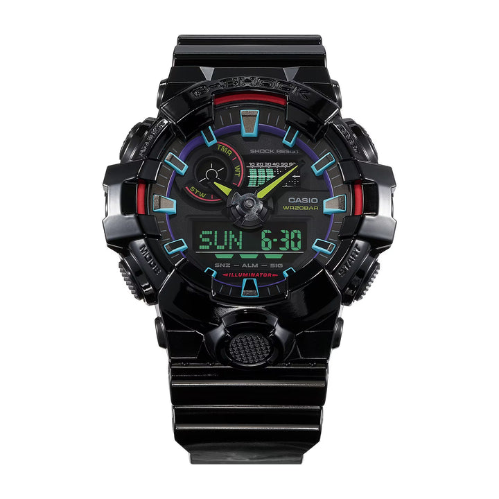 CASIO G-SHOCK GA-700RGB-1ADR VIRTUAL RAINBOW ANALOG DIGITAL BLACK WATCH