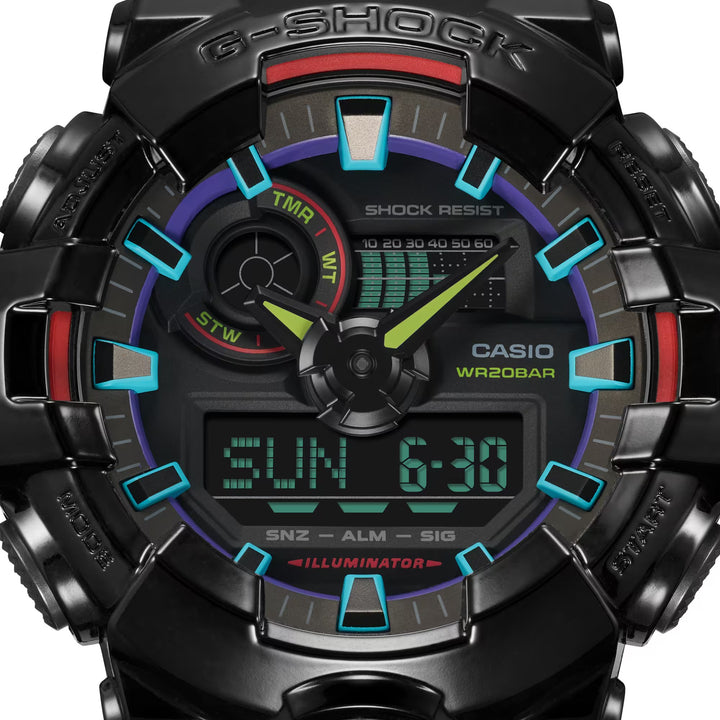 CASIO G-SHOCK GA-700RGB-1ADR VIRTUAL RAINBOW ANALOG DIGITAL BLACK WATCH