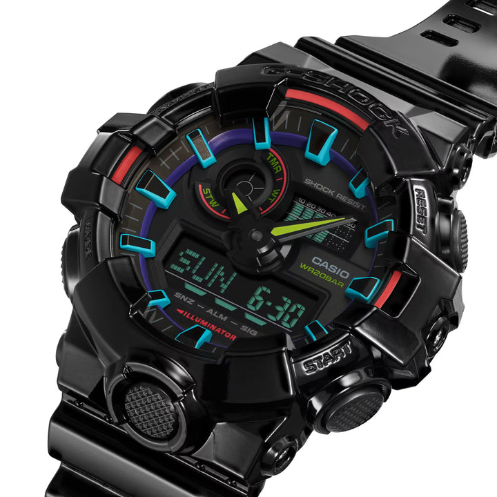 CASIO G-SHOCK GA-700RGB-1ADR VIRTUAL RAINBOW ANALOG DIGITAL BLACK WATCH