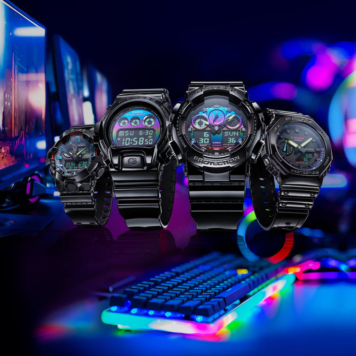 CASIO G-SHOCK GA-700RGB-1ADR VIRTUAL RAINBOW ANALOG DIGITAL BLACK WATCH