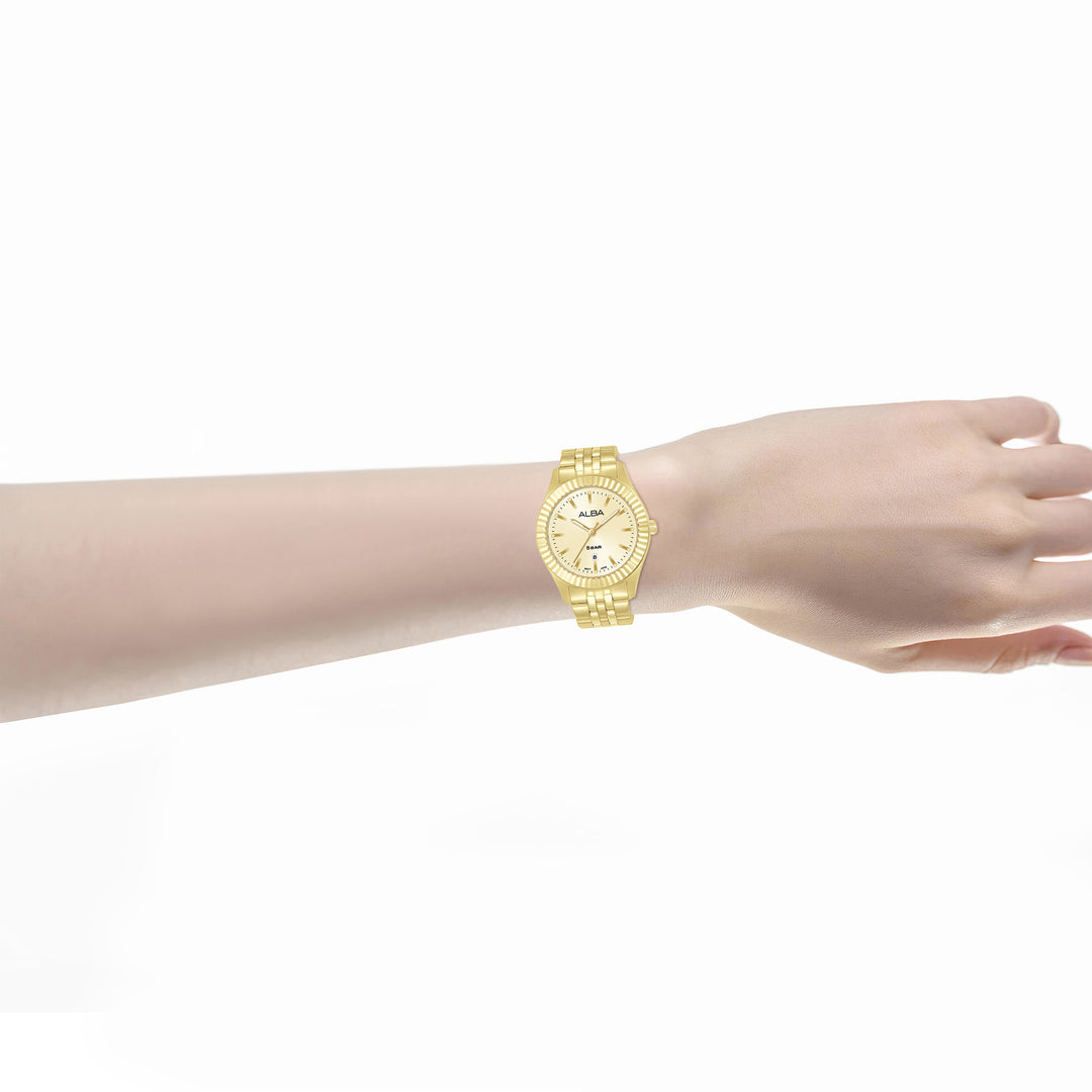 ALBA AH7FF4X FASHION QUARTZ LIGHT CHAMPAGNE DIAL WOMEN WATCH