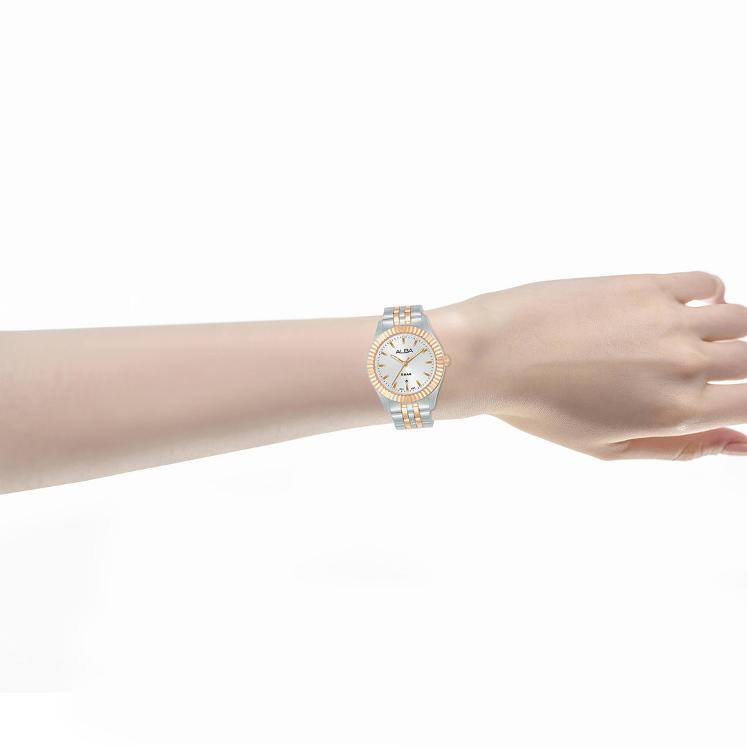 ALBA AH7FF6X FASHION QUARTZ SILVER WHITE DIAL WOMEN WATCH