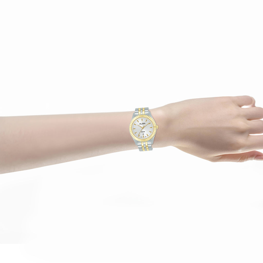 ALBA AH7FF8X FASHION QUARTZ SILVER WHITE DIAL WOMEN WATCH