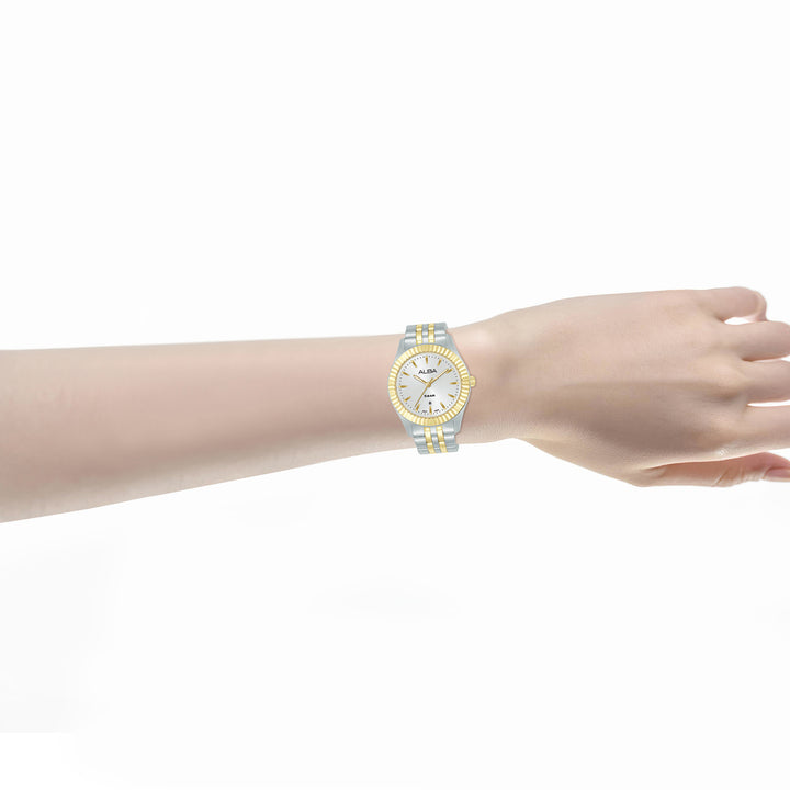 ALBA AH7FF8X FASHION QUARTZ SILVER WHITE DIAL WOMEN WATCH