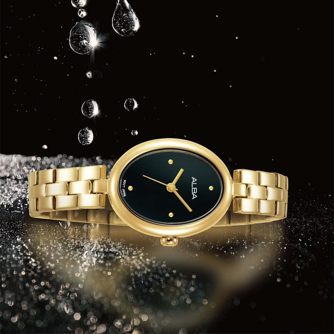 ALBA AH8918X FASHION QUARTZ BLACK POLISHED DIAL WOMEN WATCH