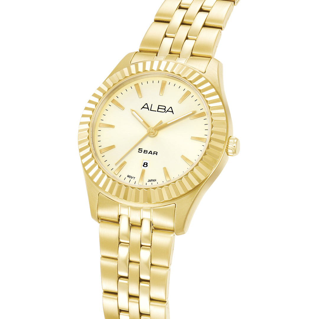 ALBA AH7FF4X FASHION QUARTZ LIGHT CHAMPAGNE DIAL WOMEN WATCH