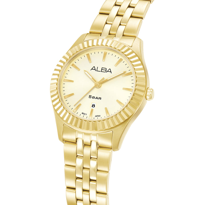 ALBA AH7FF4X FASHION QUARTZ LIGHT CHAMPAGNE DIAL WOMEN WATCH