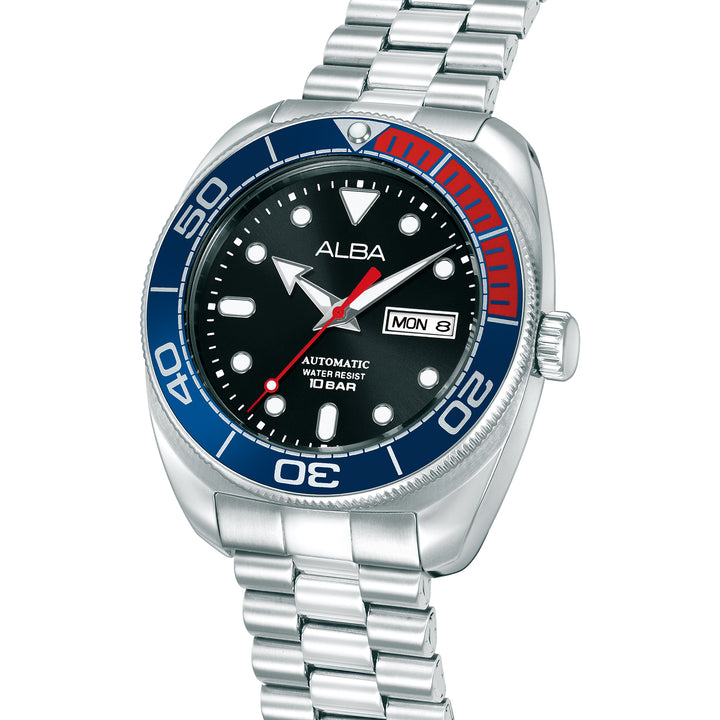 ALBA AL4819X MECHANICAL AUTOMATIC DAY-DATE BLACK DIAL MEN WATCH