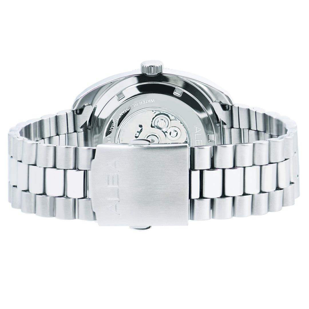 ALBA AL4821X MECHANICAL AUTOMATIC DAY-DATE SILVER GREY DIAL MEN WATCH