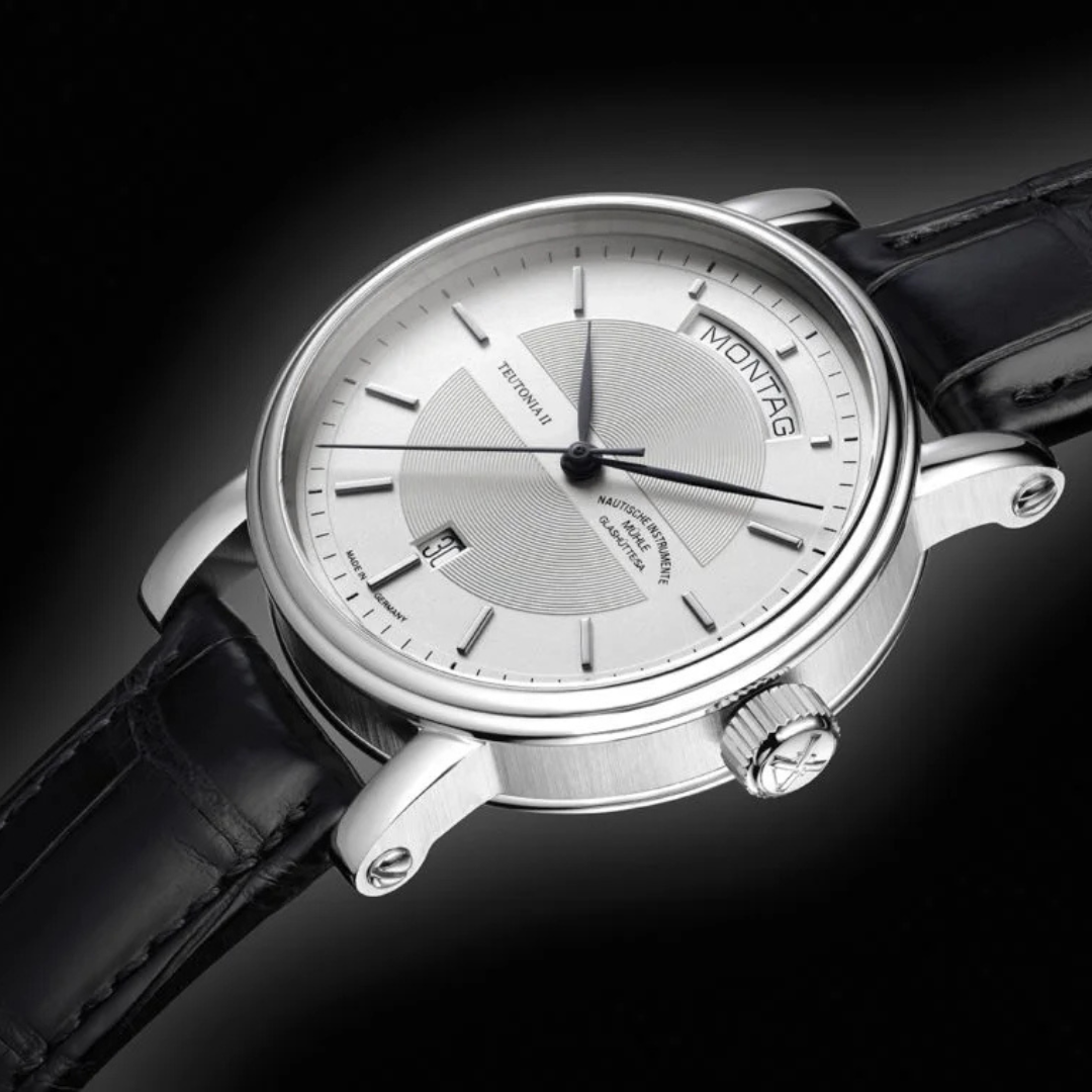 MÜHLE-GLASHÜTTE TEUTONIA II DAY/DATE M1-33-65-MB AUTOMATIC METAL STRAP MEN WATCH