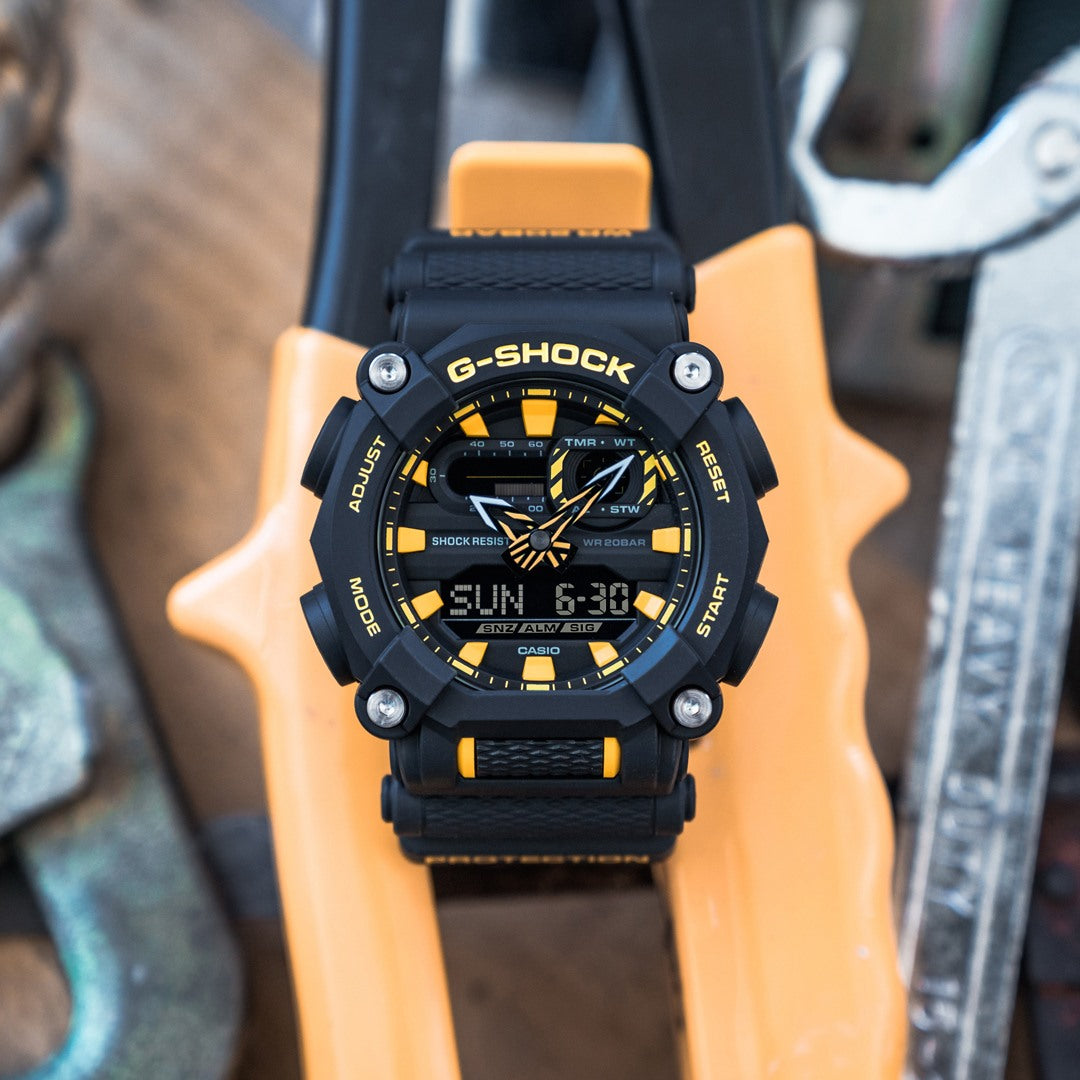 Casio G-Shock GA-900A-1A9DR Analog-Digital Black and Yellow Watch