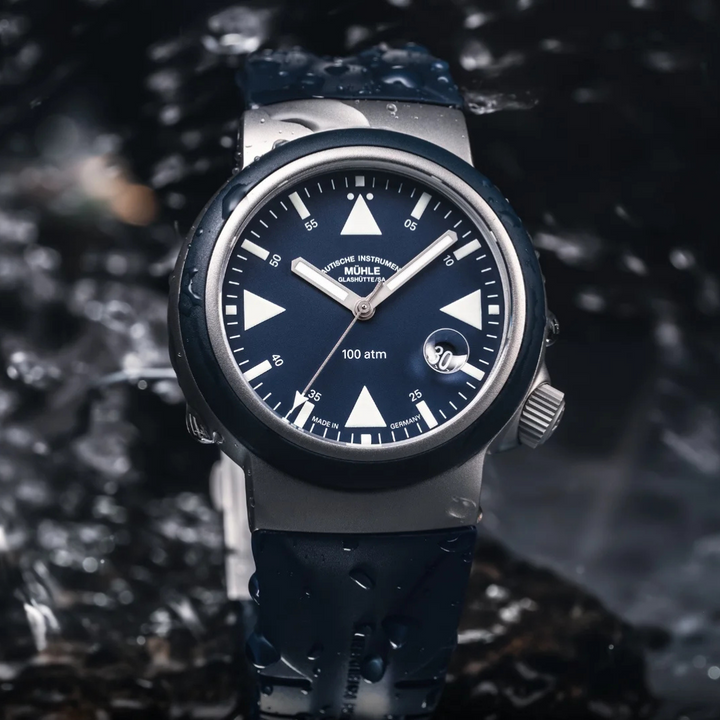 MÜHLE-GLASHÜTTE S.A.R. RESCUE-TIMER NAUTICAL BLUE M1-41-02-KB-II AUTOMATIC RUBBER STRAP MEN WATCH