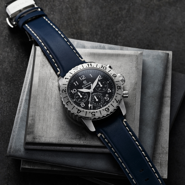 CYMA W02-00684-001BL GRAND MAESTRO THE PILOT LIMITED EDITION AUTOMATIC CHRONOGRAPH MEN WATCH