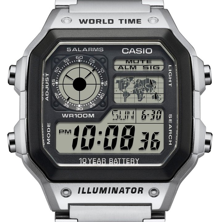 CASIO GENERAL AE-1200WHD-1AVDF DIGITAL SILVER MEN WATCH
