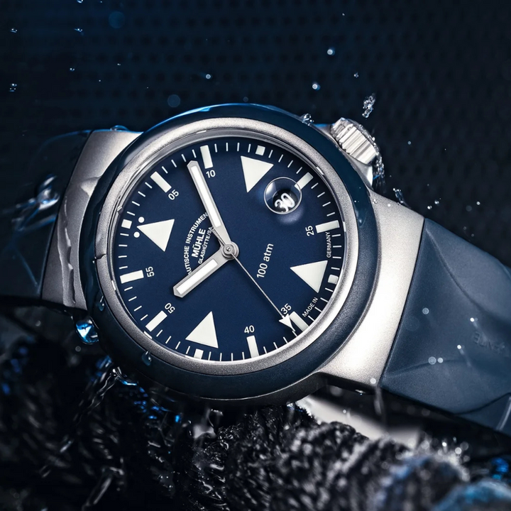 MÜHLE-GLASHÜTTE S.A.R. RESCUE-TIMER NAUTICAL BLUE M1-41-02-KB-II AUTOMATIC RUBBER STRAP MEN WATCH