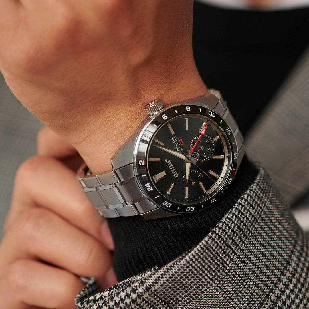 SEIKO PRESAGE SPB221J1 SHARP EDGED GMT AUTOMATIC MEN WATCH