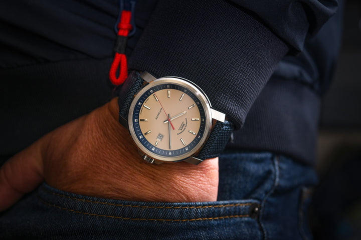 MÜHLE-GLASHÜTTE 29ER BIG M1-25-36-CB-I AUTOMATIC NAUTIC BLUE CANVAS STRAP MEN WATCH