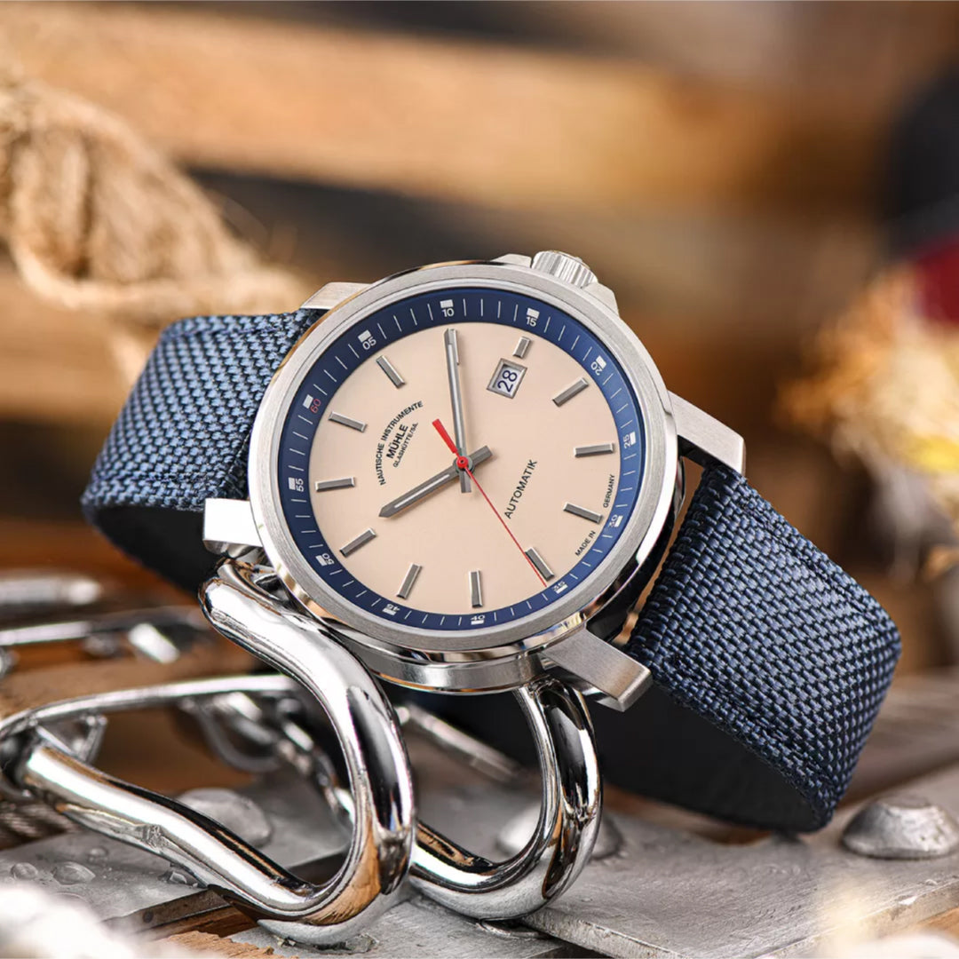 MÜHLE-GLASHÜTTE 29ER BIG M1-25-36-CB-I AUTOMATIC NAUTIC BLUE CANVAS STRAP MEN WATCH