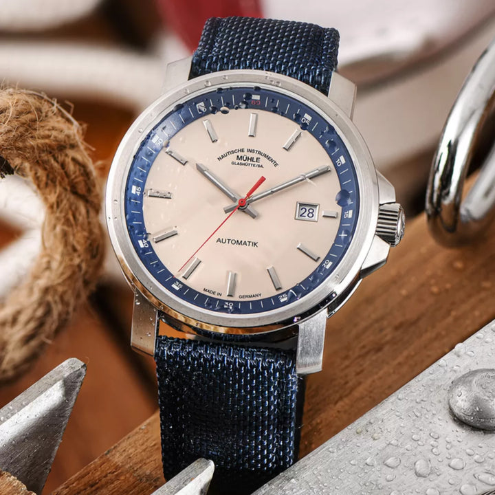 MÜHLE-GLASHÜTTE 29ER BIG M1-25-36-CB-I AUTOMATIC NAUTIC BLUE CANVAS STRAP MEN WATCH