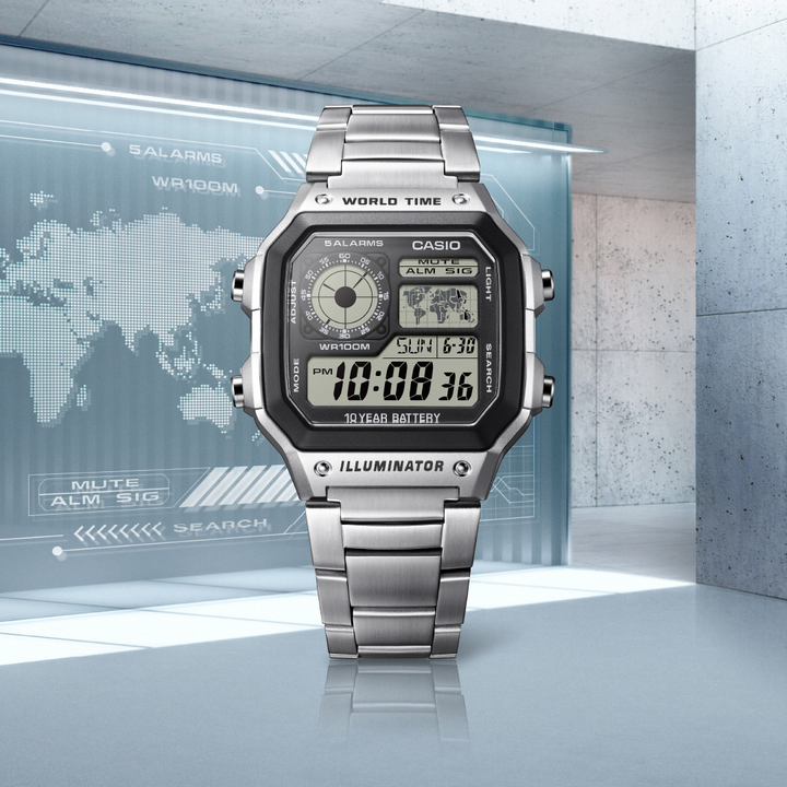 CASIO GENERAL AE-1200WHD-1AVDF DIGITAL SILVER MEN WATCH