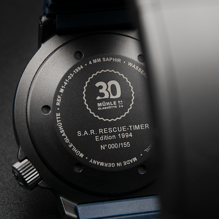 MÜHLE-GLASHÜTTE S.A.R. RESCUE-TIMER EDITION 1994 M1-41-03-1994-KB LIMITED EDITION AUTOMATIC MEN WATCH