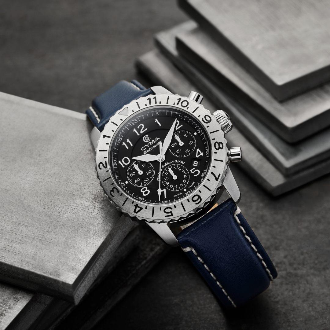 CYMA W02-00684-001BL GRAND MAESTRO THE PILOT LIMITED EDITION AUTOMATIC CHRONOGRAPH MEN WATCH