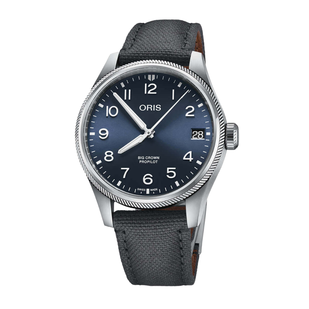 Watch blue dial black 2025 strap