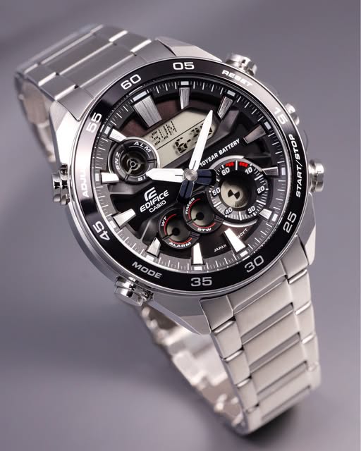 CASIO EDIFICE ERA-130D-1ADF ANALOG-DIGITAL CHRONOGRAPH BLACK STAINLESS STEEL WATCH