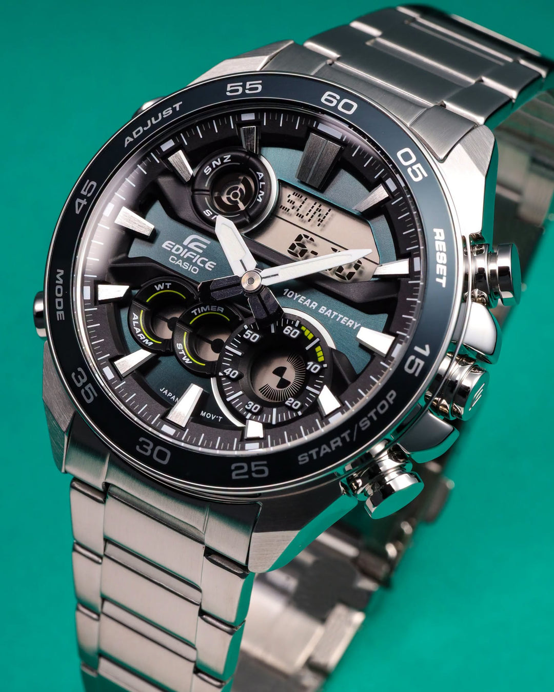 CASIO EDIFICE ERA-130D-3ADF ANALOG-DIGITAL CHRONOGRAPH GREEN STAINLESS STEEL WATCH