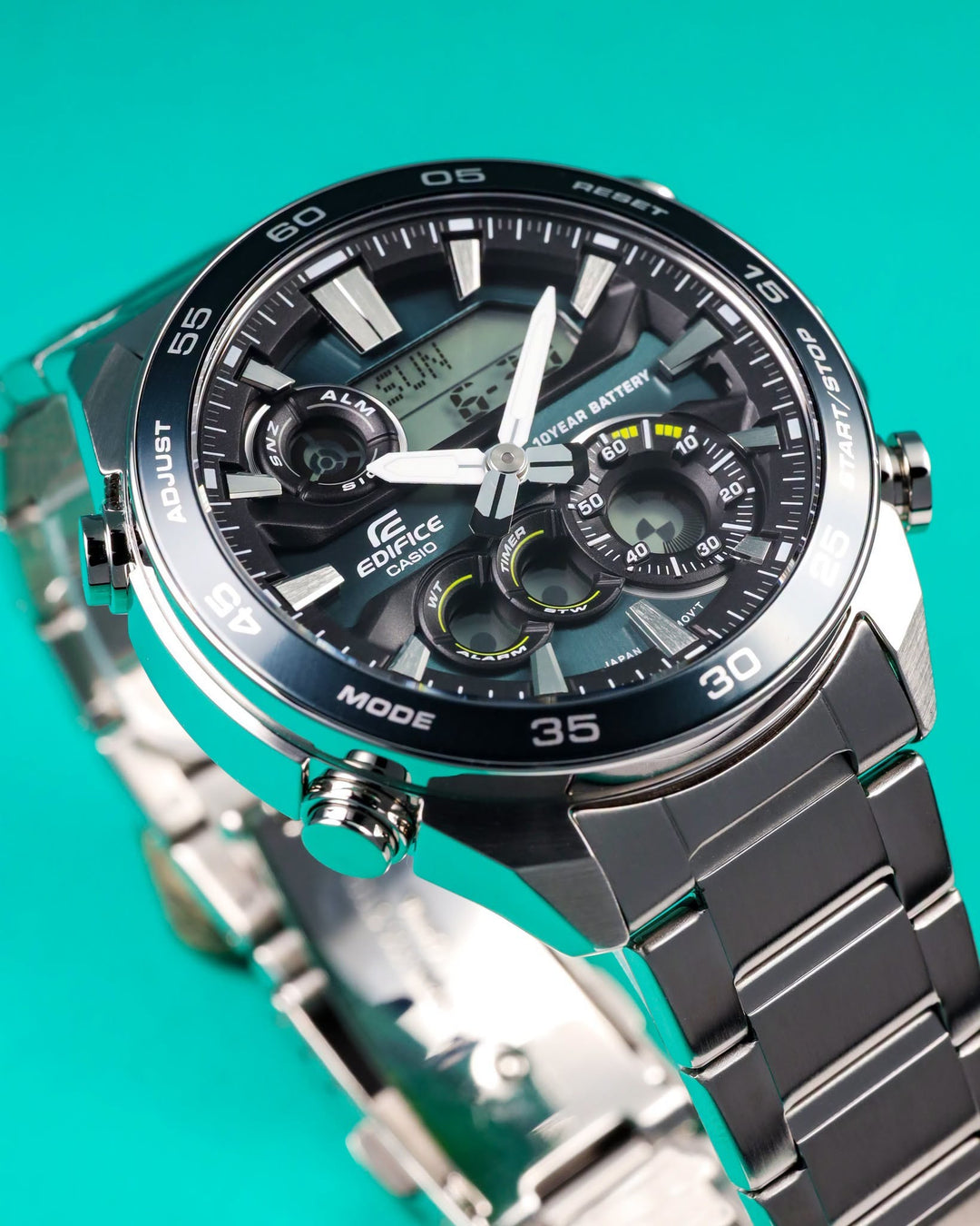 CASIO EDIFICE ERA-130D-3ADF ANALOG-DIGITAL CHRONOGRAPH GREEN STAINLESS STEEL WATCH