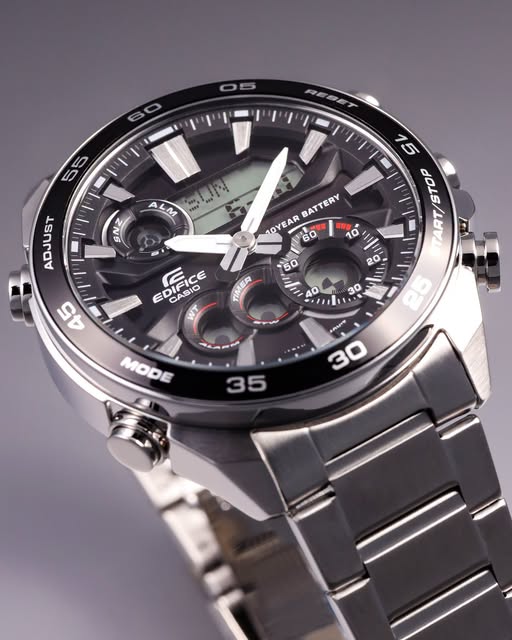 CASIO EDIFICE ERA-130D-1ADF ANALOG-DIGITAL CHRONOGRAPH BLACK STAINLESS STEEL WATCH