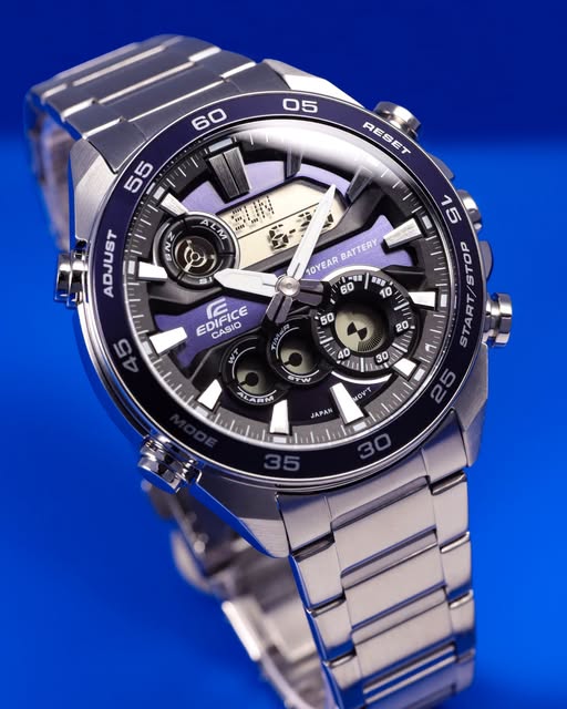 CASIO EDIFICE ERA-130D-2ADF ANALOG-DIGITAL CHRONOGRAPH BLUE STAINLESS STEEL WATCH