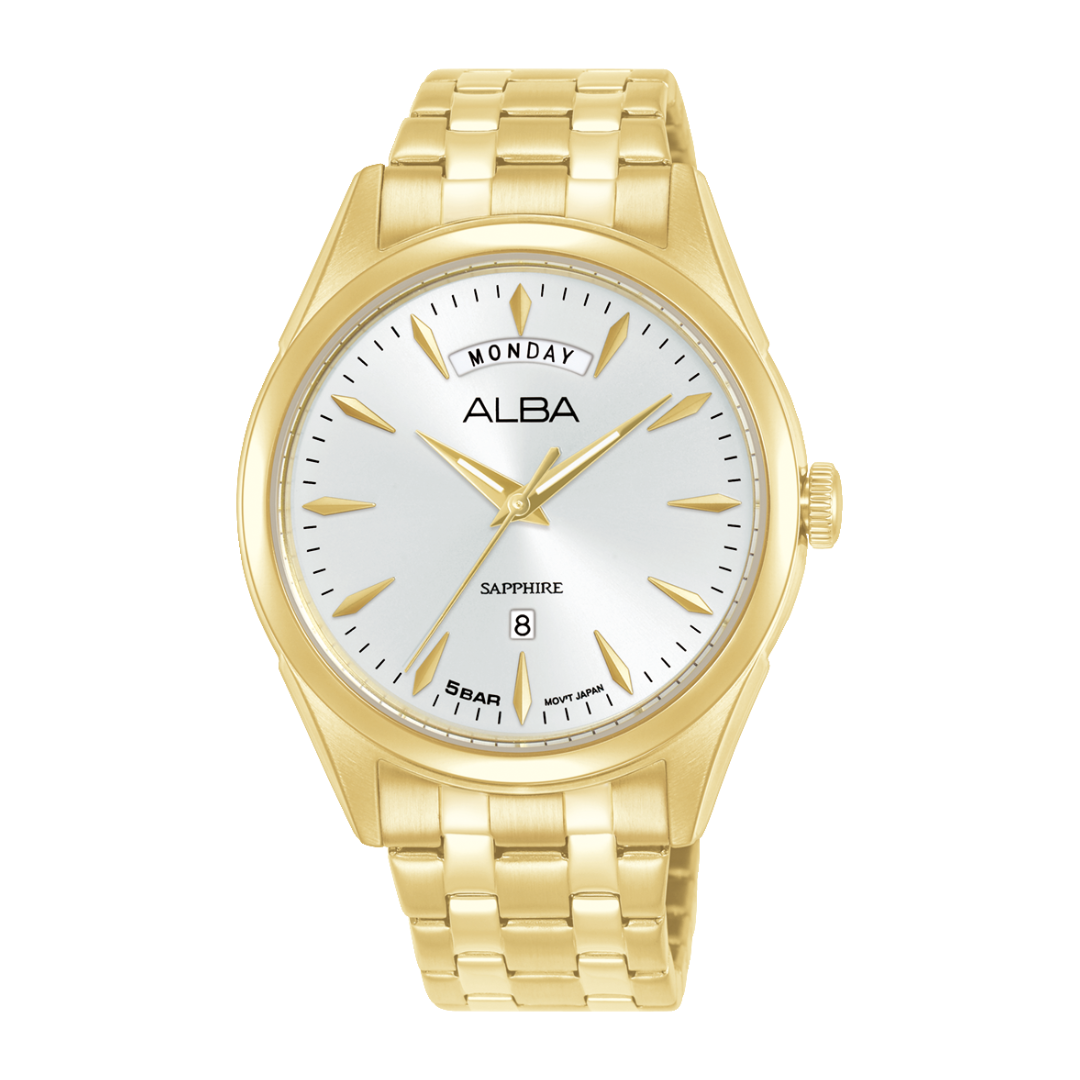 ALBA A6B002X PRESTIGE QUARTZ DAY-DATE GOLD MEN WATCH